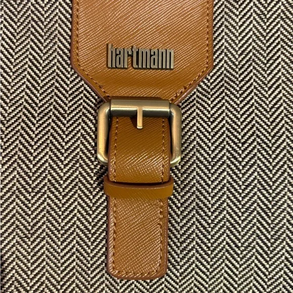 Hartmann Herringbone Luxe Elegant Brown and Tan Tote Bag - Picture 9 of 11
